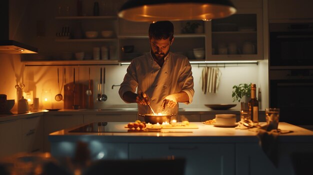 Bucătar care pregătește mâncare